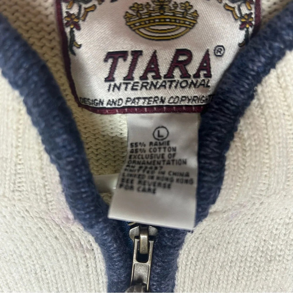 Tiara vintage sweater fair isle cotton blue size large - Picture 4 of 11